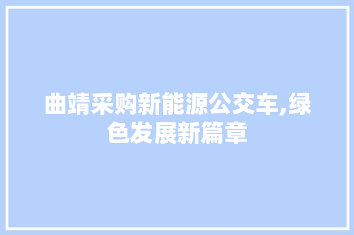 曲靖采购新能源公交车,绿色发展新篇章