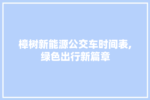 樟树新能源公交车时间表,绿色出行新篇章