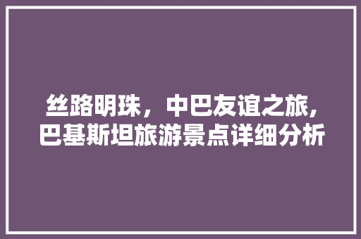 丝路明珠，中巴友谊之旅,巴基斯坦旅游景点详细分析