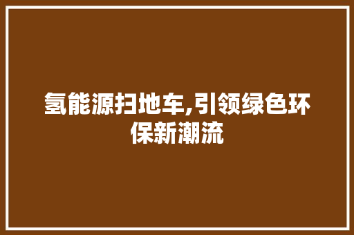 氢能源扫地车,引领绿色环保新潮流