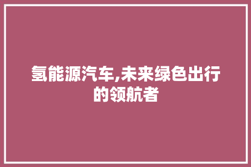 氢能源汽车,未来绿色出行的领航者  第1张