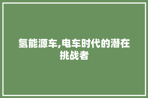 氢能源车,电车时代的潜在挑战者