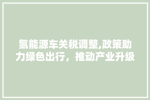 氢能源车关税调整,政策助力绿色出行，推动产业升级