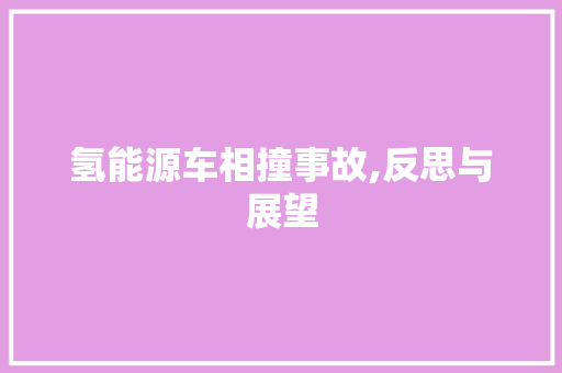 氢能源车相撞事故,反思与展望