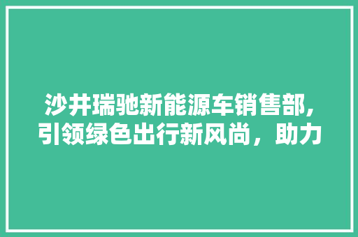 沙井瑞驰新能源车销售部,引领绿色出行新风尚，助力碳中和目标实现