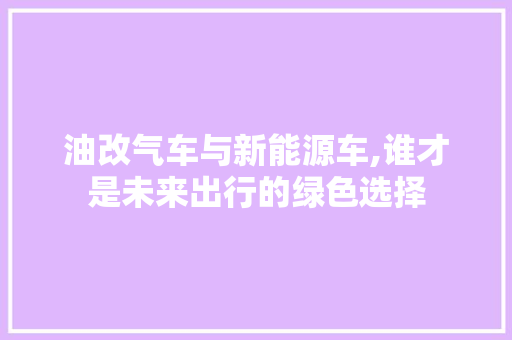 油改气车与新能源车,谁才是未来出行的绿色选择