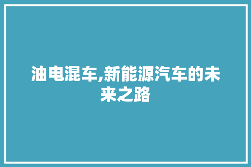 油电混车,新能源汽车的未来之路