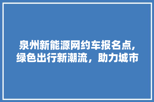 泉州新能源网约车报名点,绿色出行新潮流，助力城市绿色发展