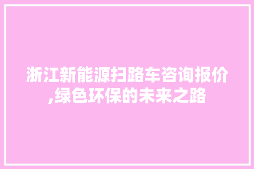 浙江新能源扫路车咨询报价,绿色环保的未来之路