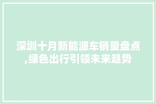 深圳十月新能源车销量盘点,绿色出行引领未来趋势