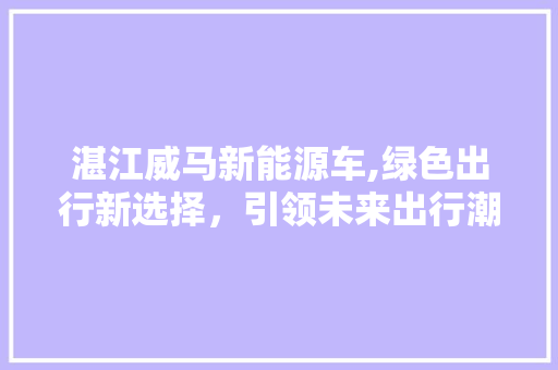 湛江威马新能源车,绿色出行新选择，引领未来出行潮流