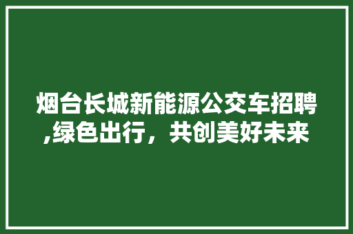 烟台长城新能源公交车招聘,绿色出行，共创美好未来