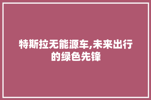 特斯拉无能源车,未来出行的绿色先锋