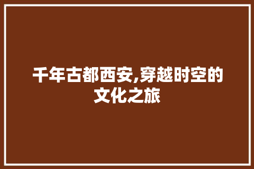 千年古都西安,穿越时空的文化之旅