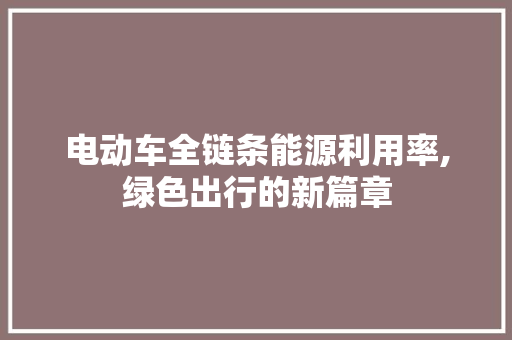 电动车全链条能源利用率,绿色出行的新篇章