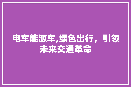 电车能源车,绿色出行，引领未来交通革命