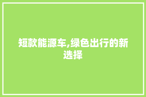 短款能源车,绿色出行的新选择