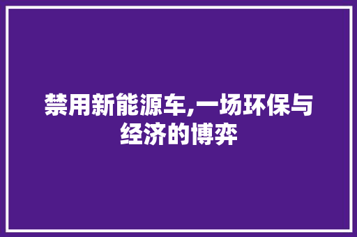 禁用新能源车,一场环保与经济的博弈