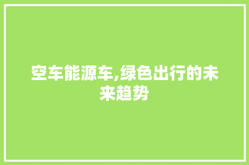 空车能源车,绿色出行的未来趋势