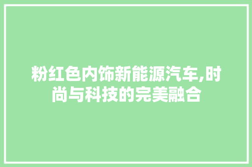 粉红色内饰新能源汽车,时尚与科技的完美融合