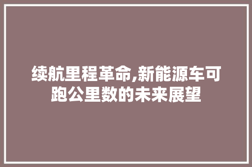 续航里程革命,新能源车可跑公里数的未来展望