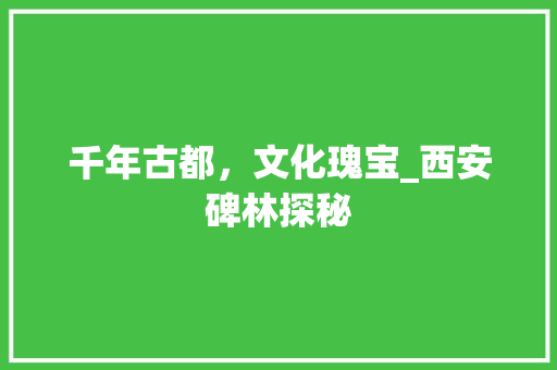 千年古都，文化瑰宝_西安碑林探秘