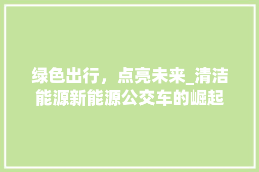 绿色出行，点亮未来_清洁能源新能源公交车的崛起