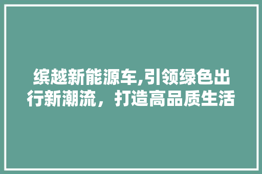 缤越新能源车,引领绿色出行新潮流，打造高品质生活