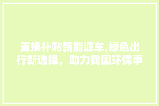 置换补贴新能源车,绿色出行新选择，助力我国环保事业