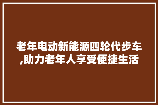 老年电动新能源四轮代步车,助力老年人享受便捷生活的绿色选择