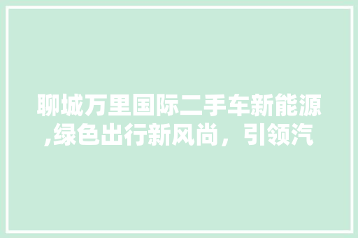 聊城万里国际二手车新能源,绿色出行新风尚，引领汽车市场新潮流