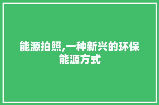 能源拍照,一种新兴的环保能源方式