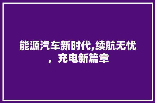 能源汽车新时代,续航无忧，充电新篇章