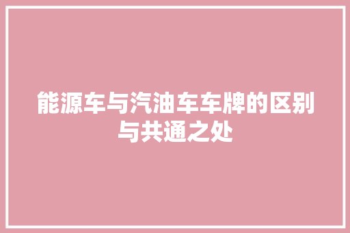 能源车与汽油车车牌的区别与共通之处