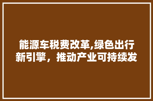 能源车税费改革,绿色出行新引擎，推动产业可持续发展