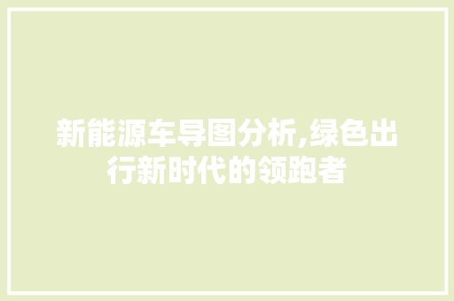 新能源车导图分析,绿色出行新时代的领跑者