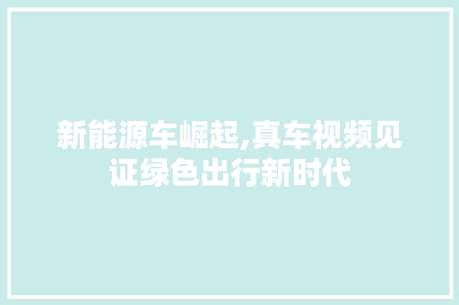 新能源车崛起,真车视频见证绿色出行新时代