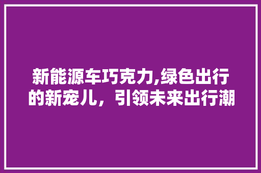 新能源车巧克力,绿色出行的新宠儿，引领未来出行潮流