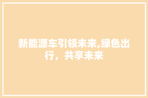 新能源车引领未来,绿色出行，共享未来