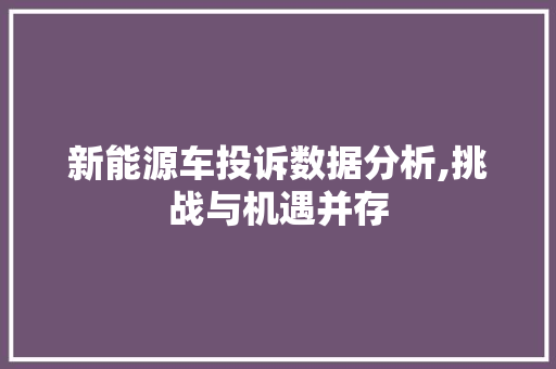 新能源车投诉数据分析,挑战与机遇并存