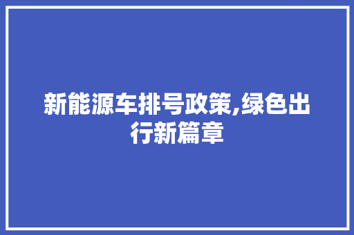 新能源车排号政策,绿色出行新篇章