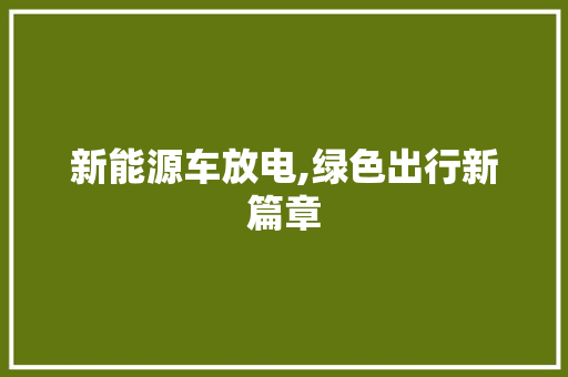 新能源车放电,绿色出行新篇章