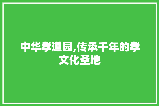 中华孝道园,传承千年的孝文化圣地