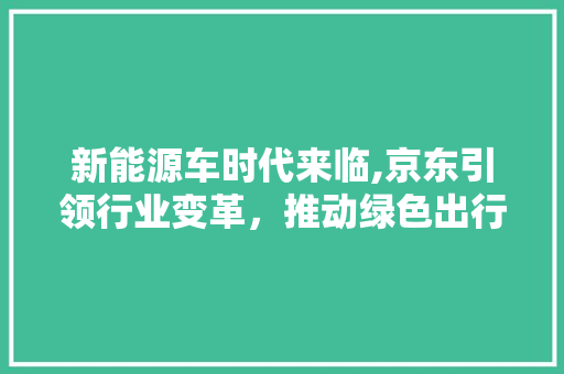 新能源车时代来临,京东引领行业变革，推动绿色出行新风尚