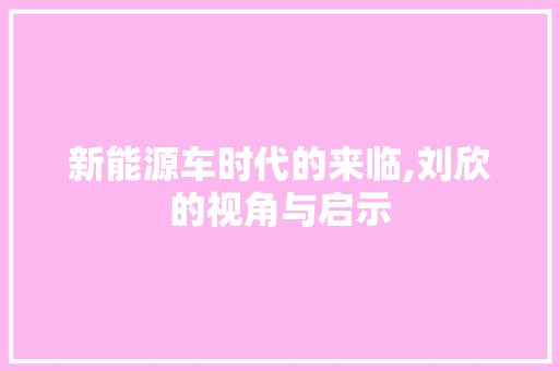 新能源车时代的来临,刘欣的视角与启示