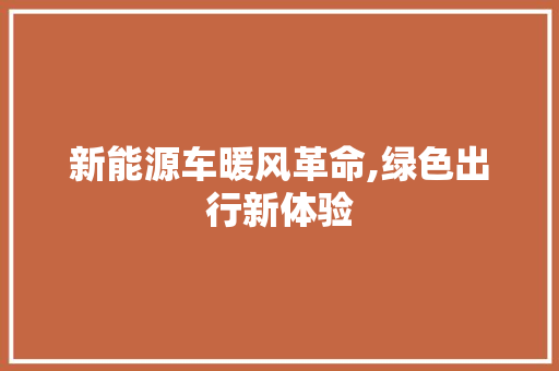 新能源车暖风革命,绿色出行新体验