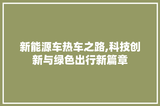 新能源车热车之路,科技创新与绿色出行新篇章