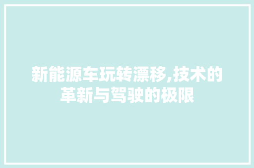 新能源车玩转漂移,技术的革新与驾驶的极限