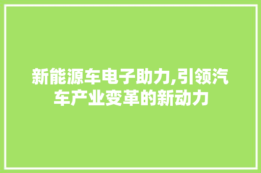 新能源车电子助力,引领汽车产业变革的新动力