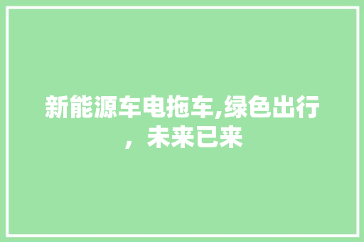 新能源车电拖车,绿色出行，未来已来